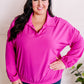 Collared Sporty Athletic Top In Bright Fuchsia