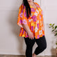 Tropical Orange Hibiscus Dolman Sleeve Blouse