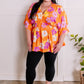 Tropical Orange Hibiscus Dolman Sleeve Blouse