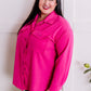Button Down Stretchy Shacket In Malibu Pink
