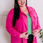 Button Down Stretchy Shacket In Malibu Pink