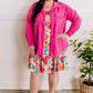Button Down Stretchy Shacket In Malibu Pink