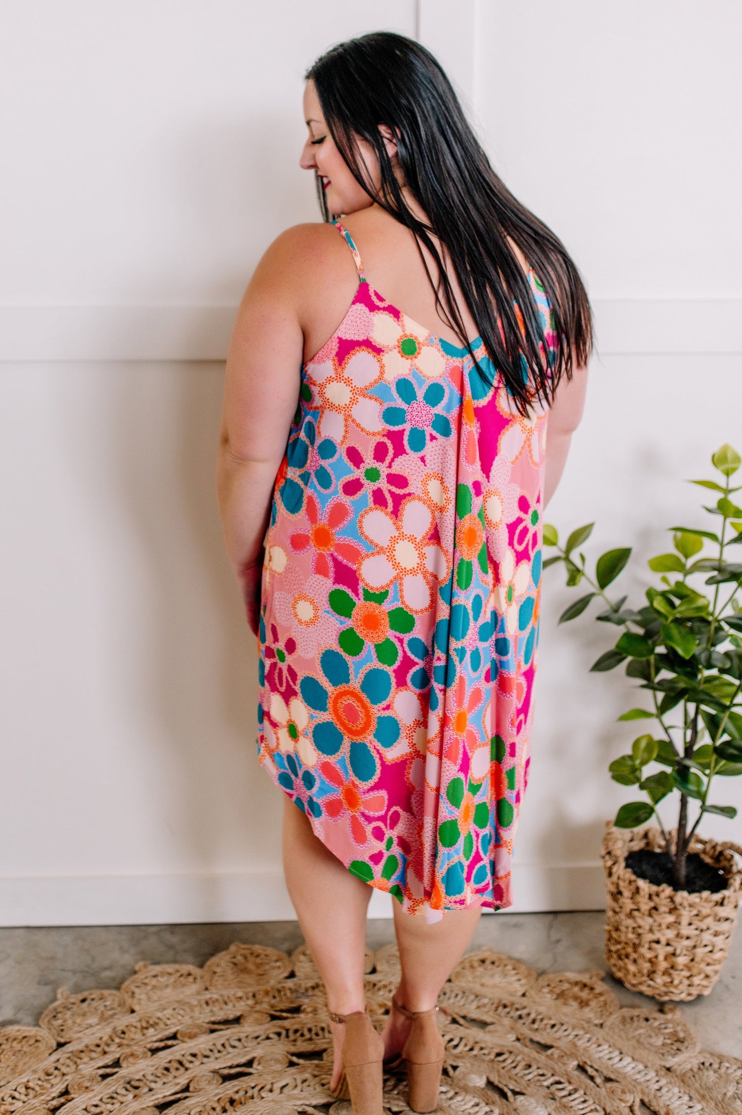 Cheery 70's Floral Flowy Dress