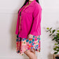 Button Down Stretchy Shacket In Malibu Pink