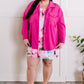 Button Down Stretchy Shacket In Malibu Pink