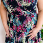 Surplice Front Dress With Tie Belt In Bright Spring Multicolors