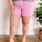 Mid Rise Frayed Hem Shorts By Judy Blue Jeans In Light Pink