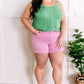 Mid Rise Frayed Hem Shorts By Judy Blue Jeans In Light Pink