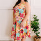 Sleeveless Midi Dress In Colorful Hibiscus Florals
