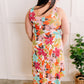 Sleeveless Midi Dress In Colorful Hibiscus Florals