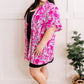 Short Sleeve Kimono In Bright Pink & Teal