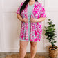 Short Sleeve Kimono In Bright Pink & Teal