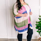Striped Open Knit Cardigan In Pink, Green, Tan & Blue