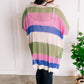 Striped Open Knit Cardigan In Pink, Green, Tan & Blue