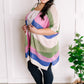 Striped Open Knit Cardigan In Pink, Green, Tan & Blue