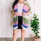 Striped Open Knit Cardigan In Pink, Green, Tan & Blue