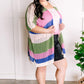 Striped Open Knit Cardigan In Pink, Green, Tan & Blue