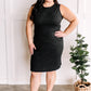 Casual Sleeveless Ribbed Dress In Black