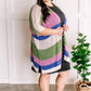 Striped Open Knit Cardigan In Pink, Green, Tan & Blue