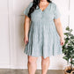 Button Front Dress In Light Aqua Animal Print