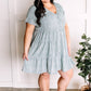 Button Front Dress In Light Aqua Animal Print