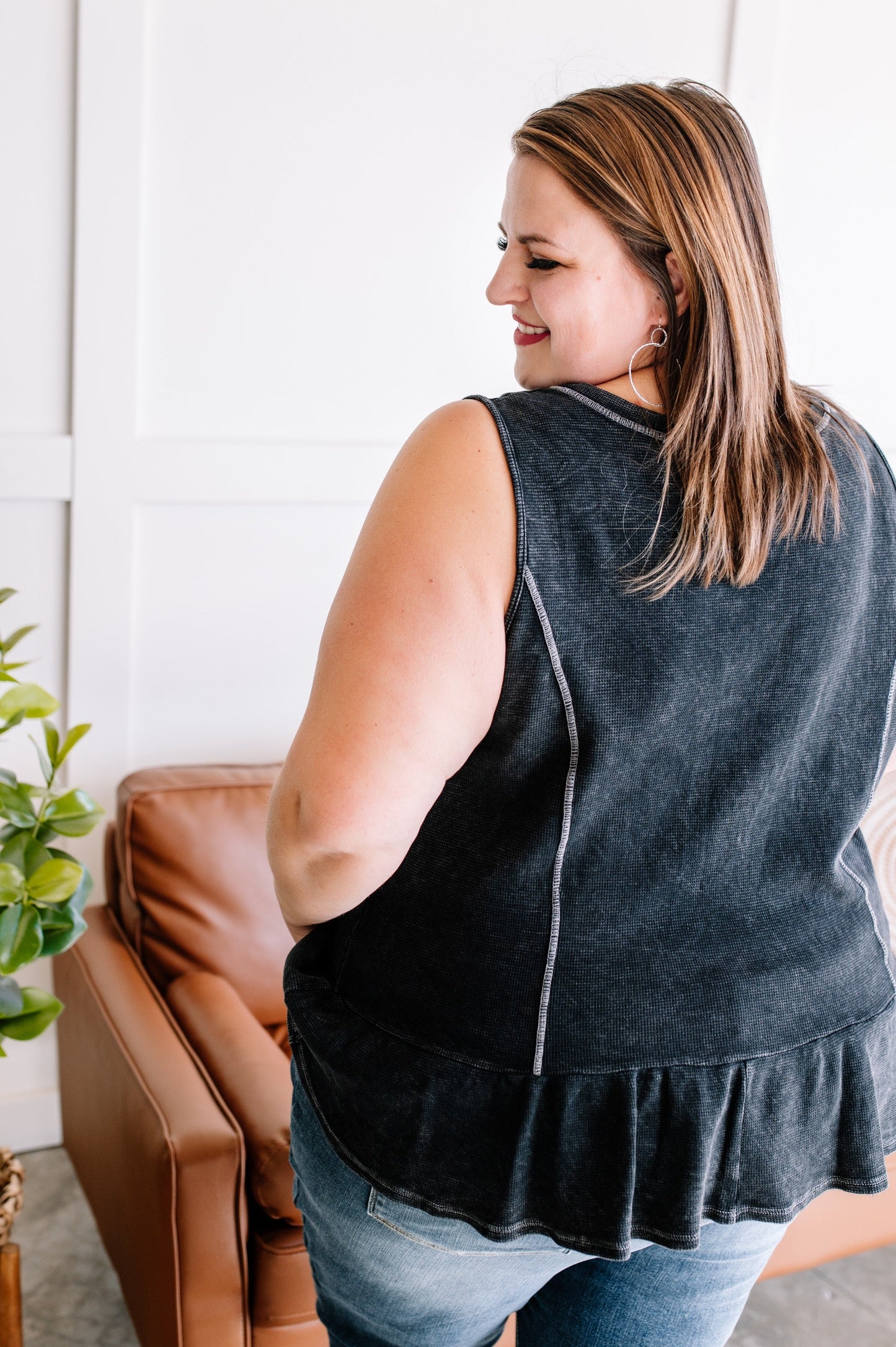 Me And My Gang Ruffle Hemline Sleeveless Top