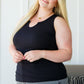 Daily Essential Notched Ribbed Tank in Black