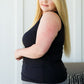 Daily Essential Notched Ribbed Tank in Black