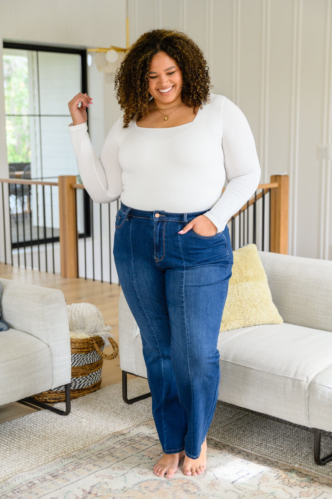 Judy Blue Front Seam Wide Leg Trouser Jeans