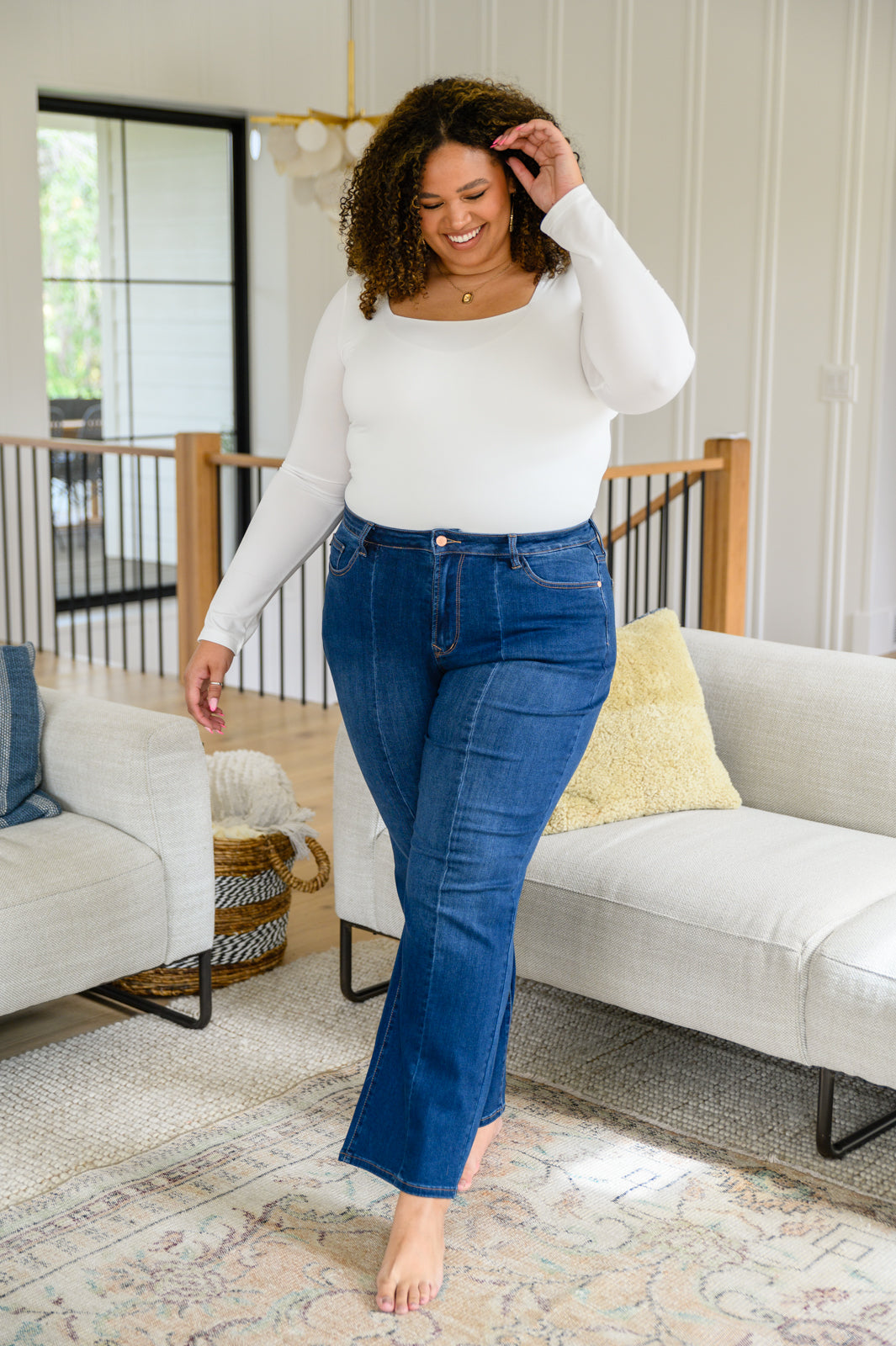 Judy Blue Front Seam Wide Leg Trouser Jeans