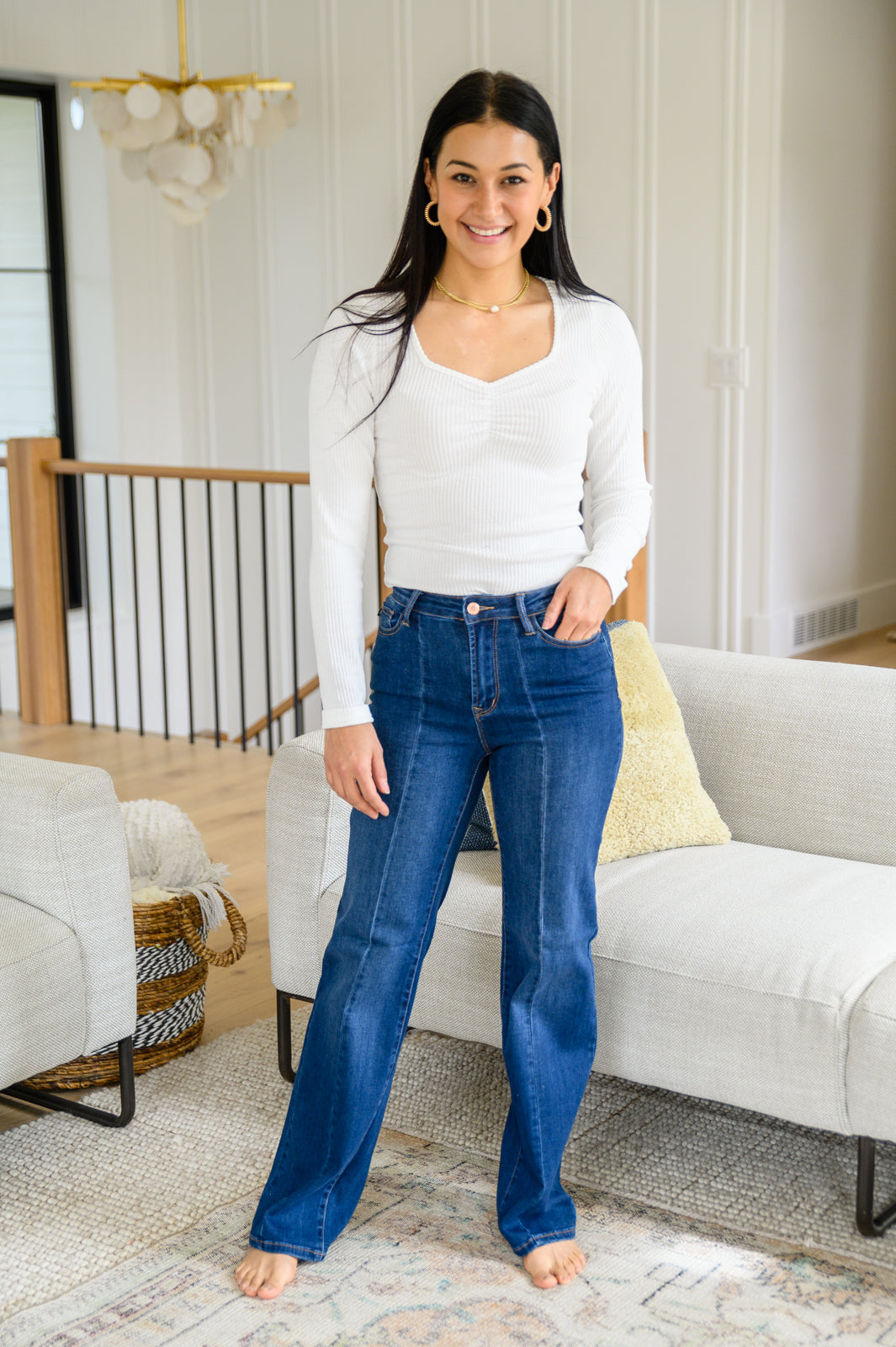 Judy Blue Front Seam Wide Leg Trouser Jeans