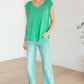 Ruched Cap Sleeve Top in Emerald