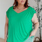 Ruched Cap Sleeve Top in Emerald