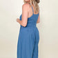 Textured Woven Spaghetti Strap Jumpsuit