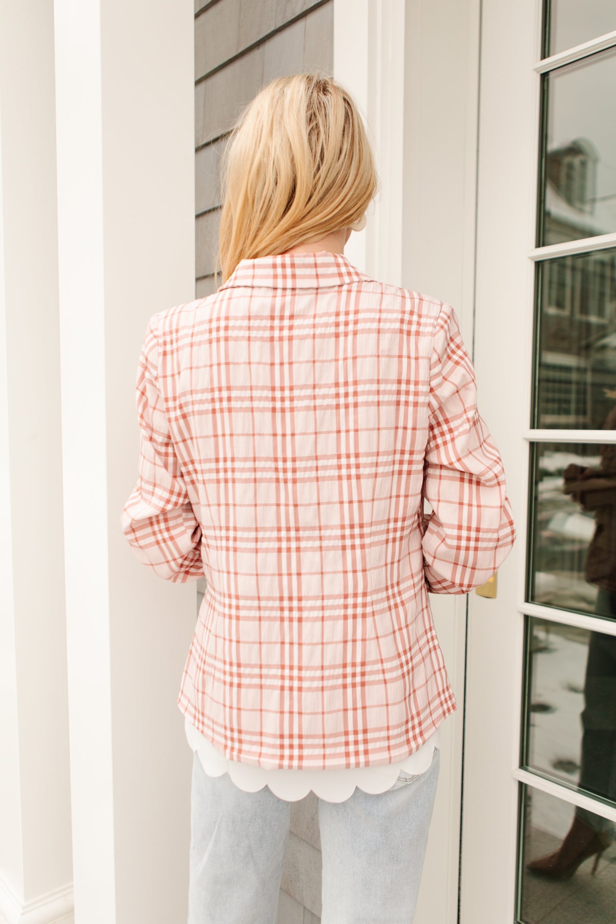 Dressed in Plaid Blazer In Pink