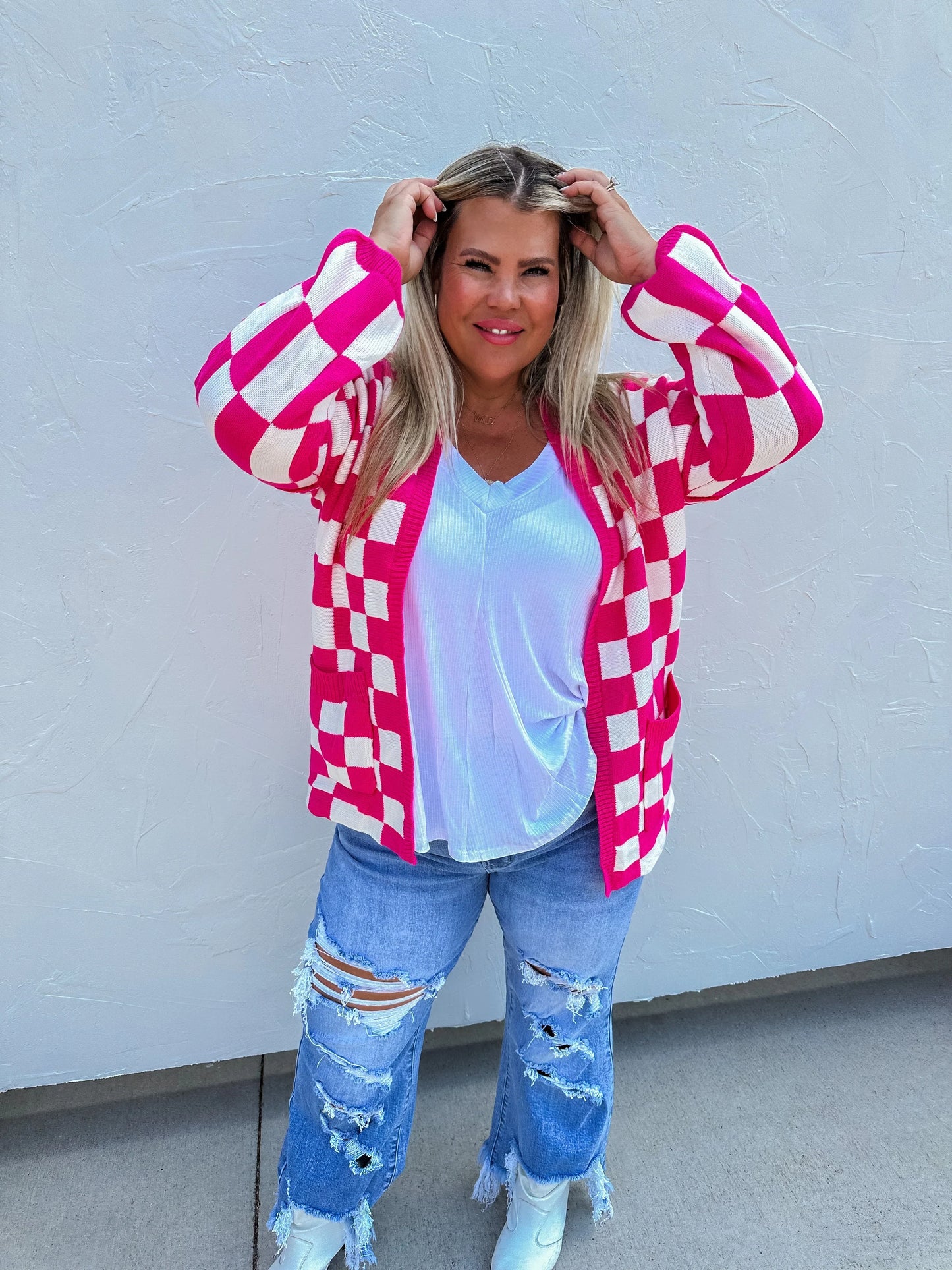 PREORDER: Beverly Checkered Cardigan in Four Colors