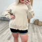 Margot Side Slit Oversized Sweater in Sand Beige