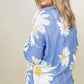 Daisy Print Crew Neck Loose Knit Top