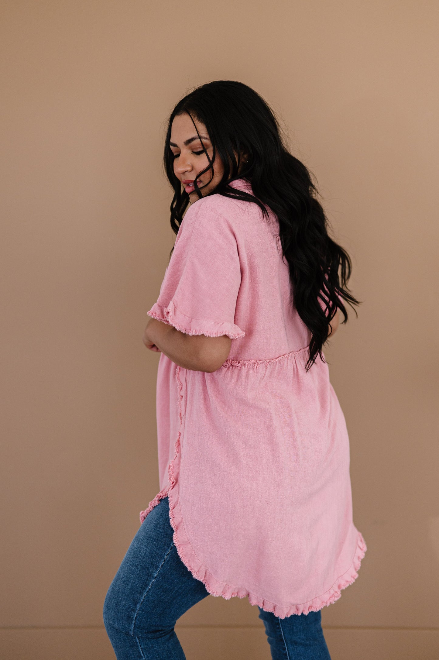 Can't Leave You Behind Tunic Dress- Pink