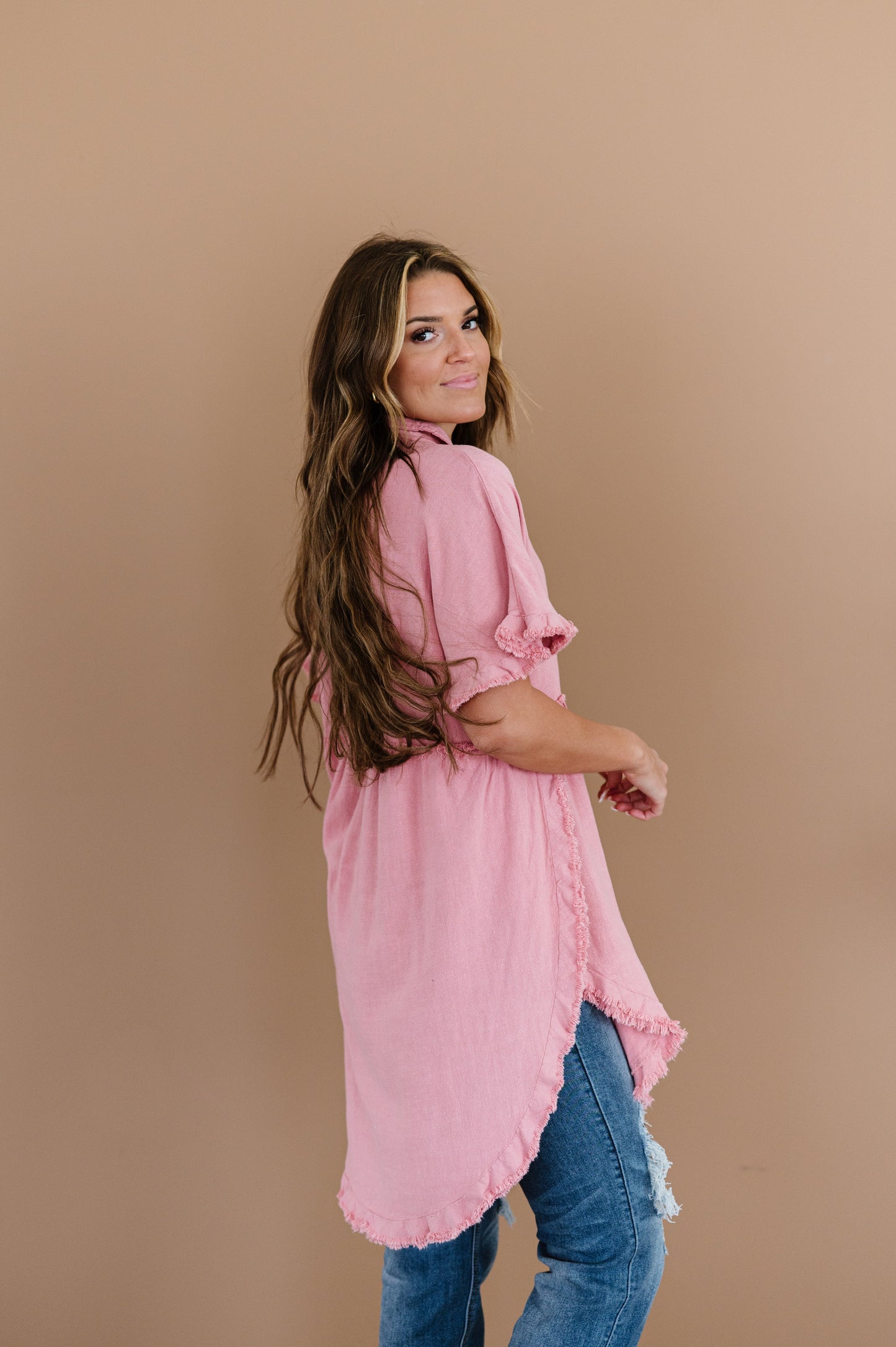 Can't Leave You Behind Tunic Dress- Pink