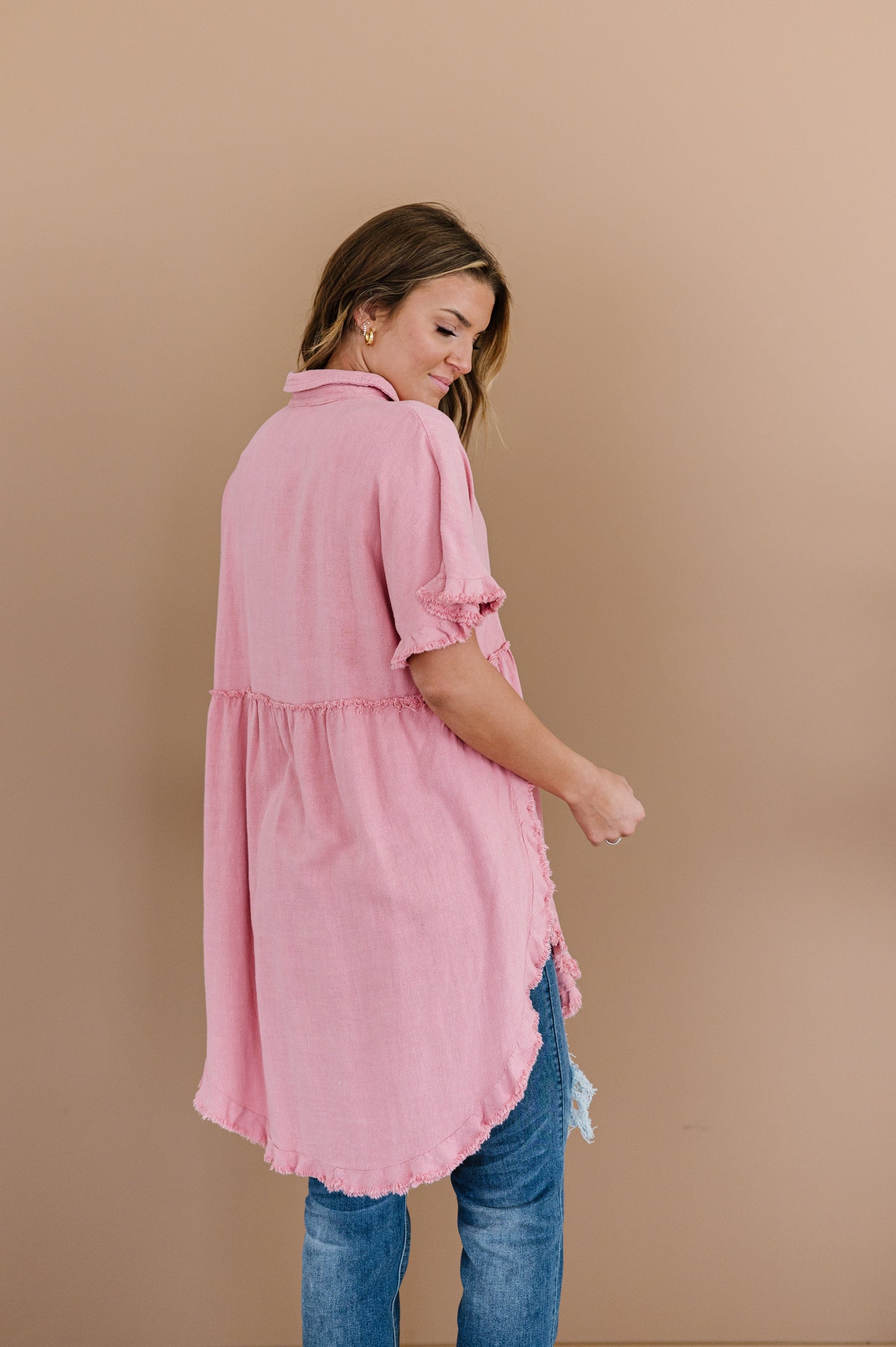 Can't Leave You Behind Tunic Dress- Pink