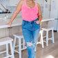 Effortless Reversible Mineral Wash Ribbed Tank in Neon Coral