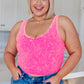 Effortless Reversible Mineral Wash Ribbed Tank in Neon Coral