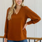 Enjoy This Moment V Neck Blouse In Toffee