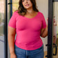 Everyday Scoop Neck Short Sleeve Top in Fuchsia