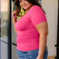 Everyday Scoop Neck Short Sleeve Top in Fuchsia