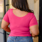 Everyday Scoop Neck Short Sleeve Top in Fuchsia