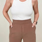Cropped Pull on Dress Pants with Pockets