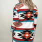 Multicolor Geometric Color Block Long Cardigan