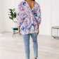 Fabled in Floral Draped Peplum Top in Blue